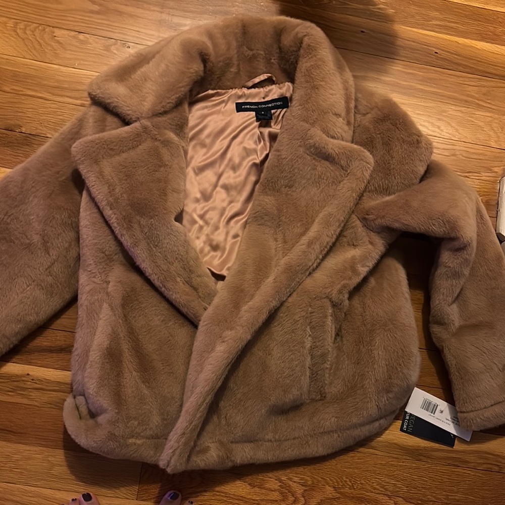 Faux Fur Jacket in Camel